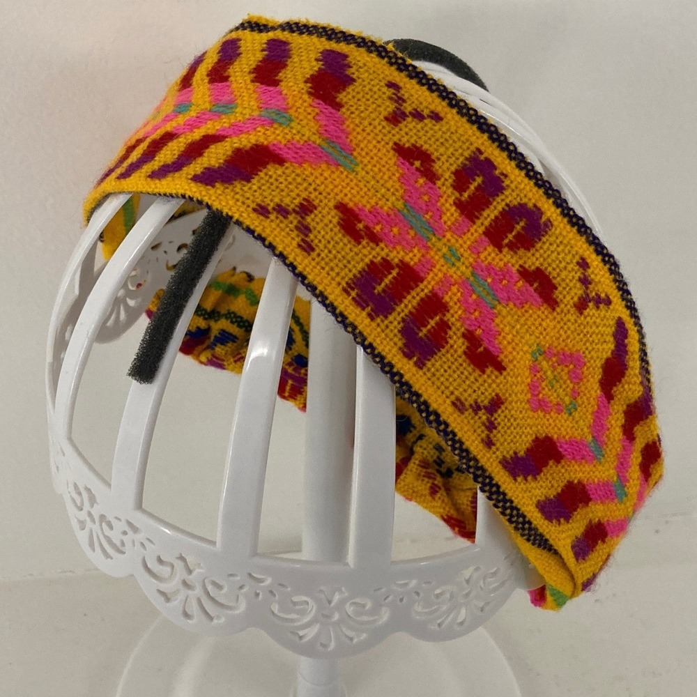 Artesanias Mexican Woven Headband Yellow Pink Blue Boho Cottagecore Romantic Hot